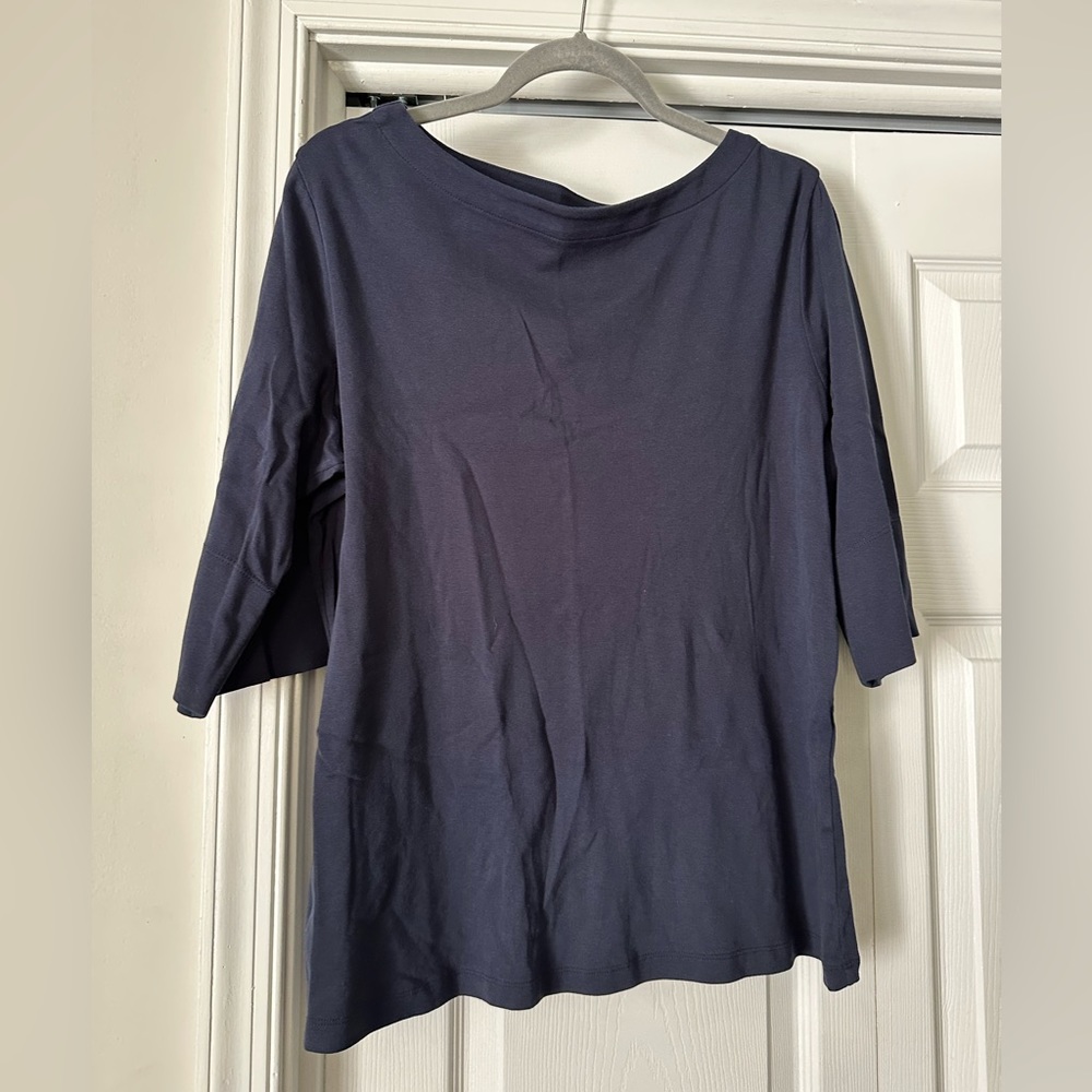 EUC Christopher & Banks navy blue boatneck shirt